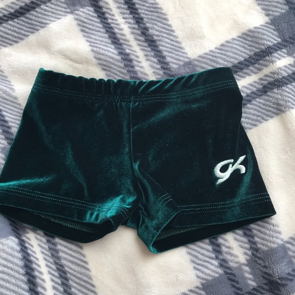 GK Other - GK Elite CM Forest Green velour gymnastics shorts